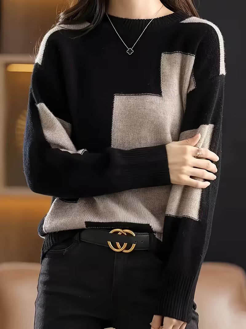 Marvelle - Maglione a Maniche Lunghe Con Collo Rotondo E Blocchi Di Colore