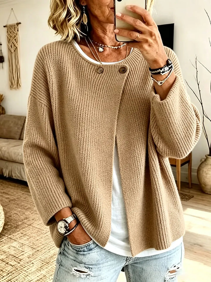 Peninah - Cardigan in Maglia a Coste Con Taglio Asimmetrico