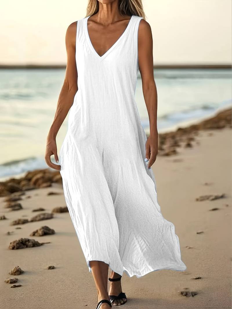 Brina - Elegante Abito Lungo Senza Maniche Con Scollo a V