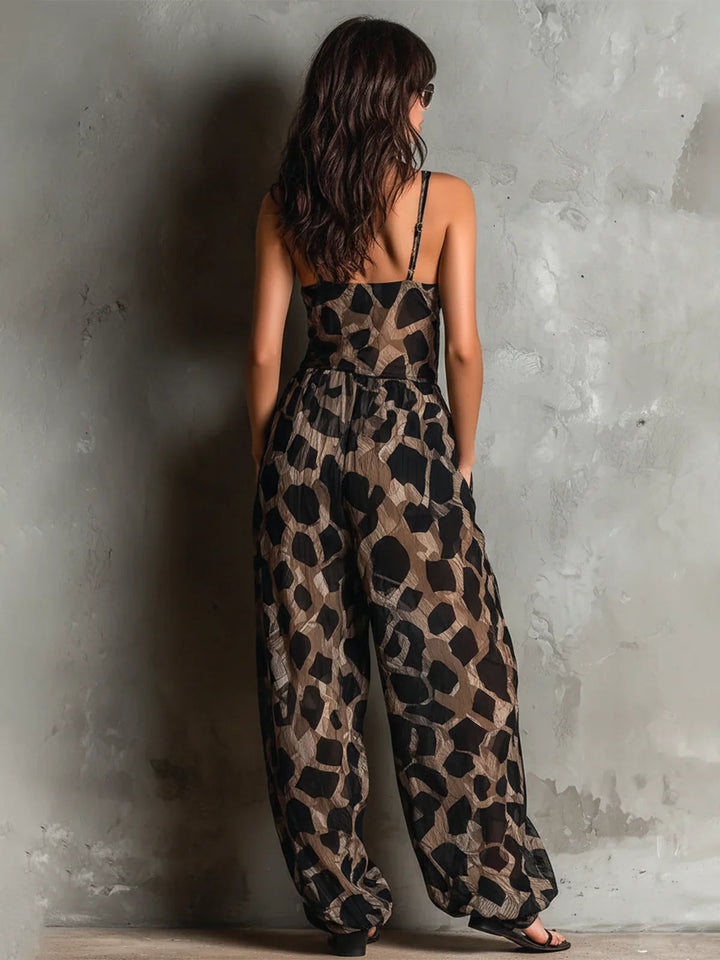 Apophia - Jumpsuit Mit Tiermuster Und Neckholder Ausschnitt