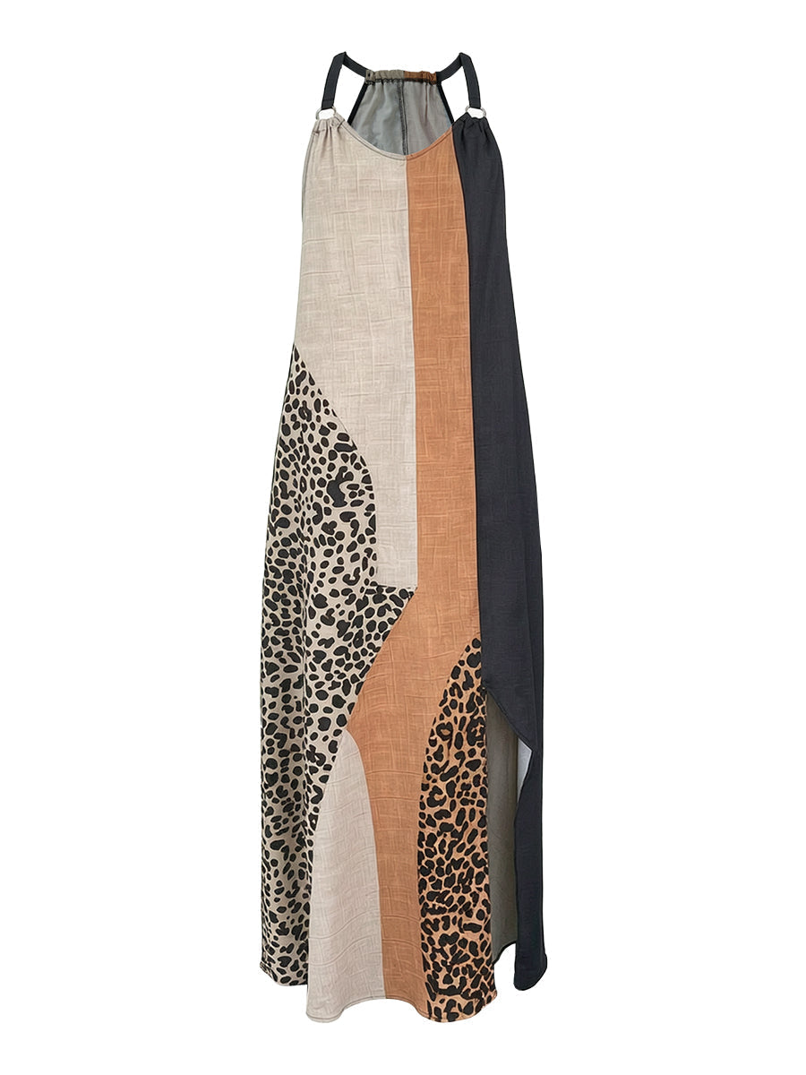 Terina - Abito Lungo Con Inserti Leopardati