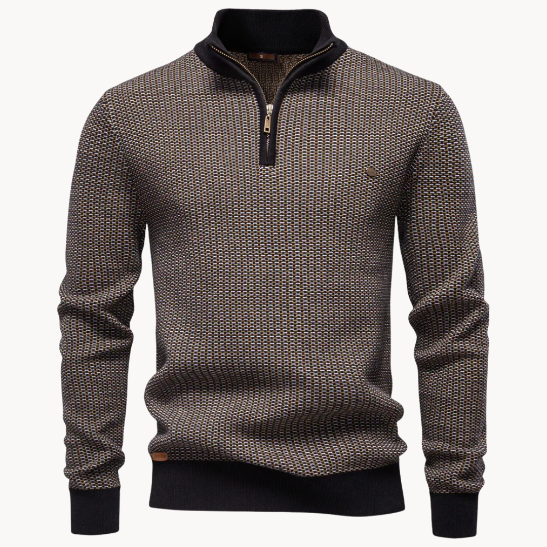 Limman - Maglione in Maglia Jacquard Con Mezza Zip