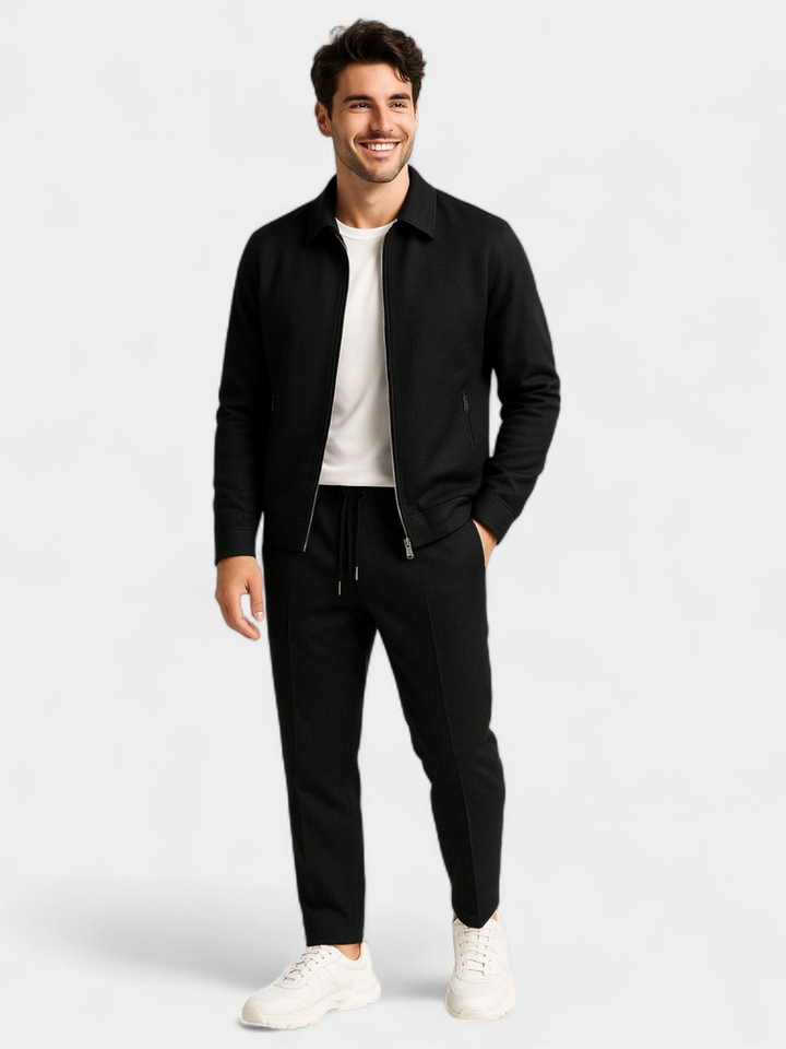 Tobiana - Set Composto Da Giacca Con ZIP a Trama Lavorata E Pantaloni Con Coulisse