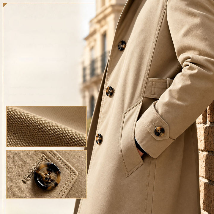 Alpaslan - Cappotto Con Collo a V e Chiusura Con Bottoni