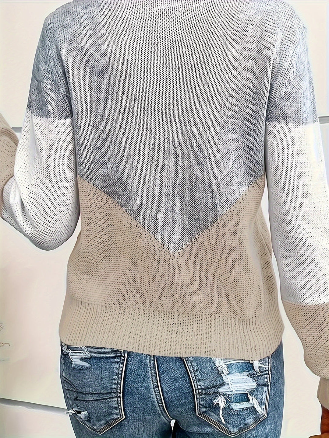 Arknelle - Maglione Casual a Maniche Lunghe Con Inserti a Contrasto