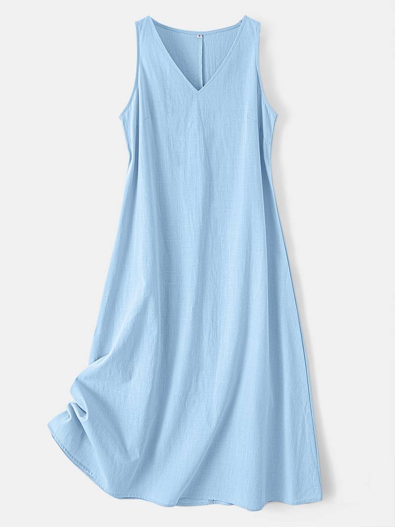 Brina - Elegante Abito Lungo Senza Maniche Con Scollo a V