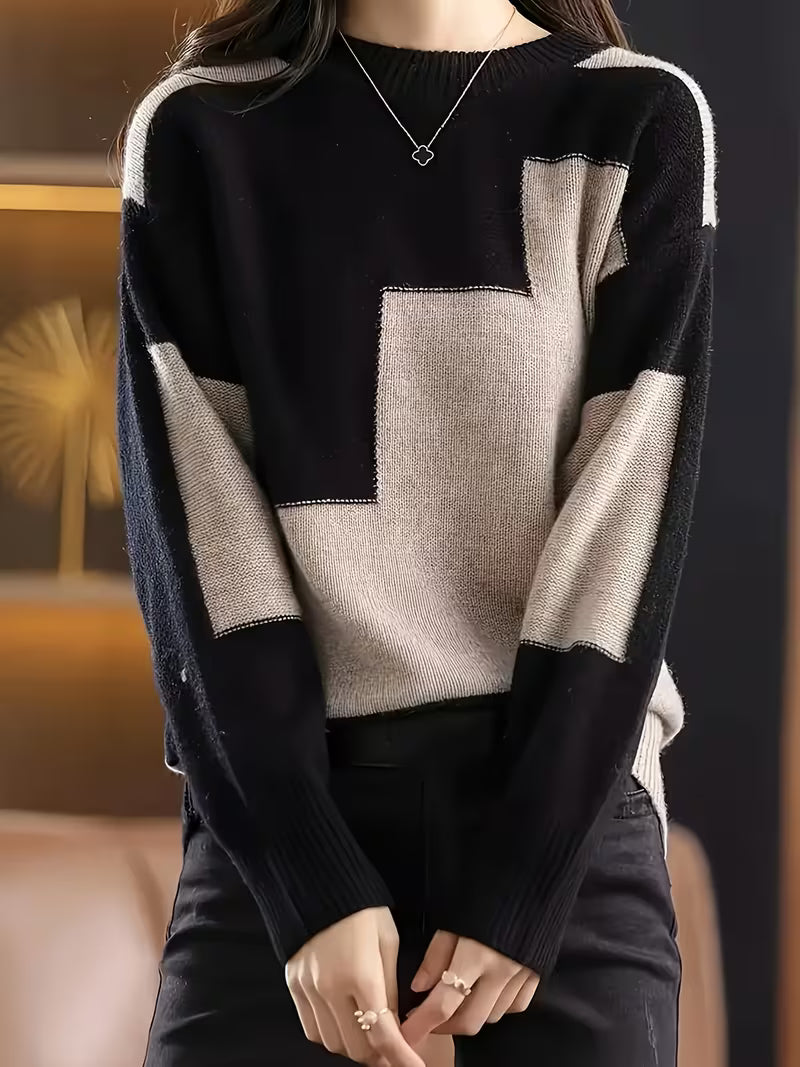 Marvelle - Maglione a Maniche Lunghe Con Collo Rotondo E Blocchi Di Colore