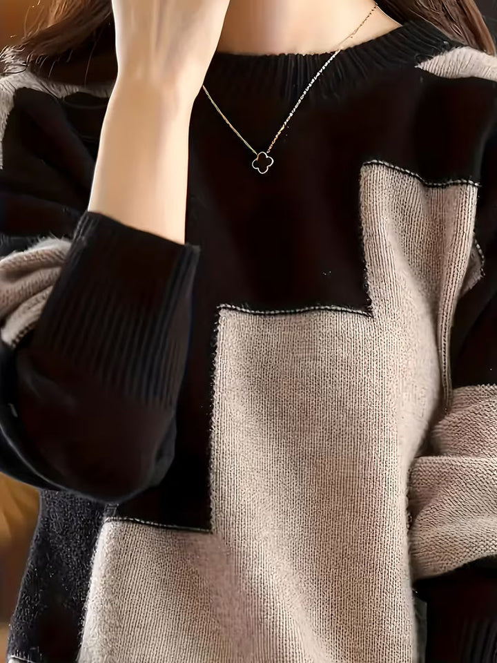 Marvelle - Maglione a Maniche Lunghe Con Collo Rotondo E Blocchi Di Colore