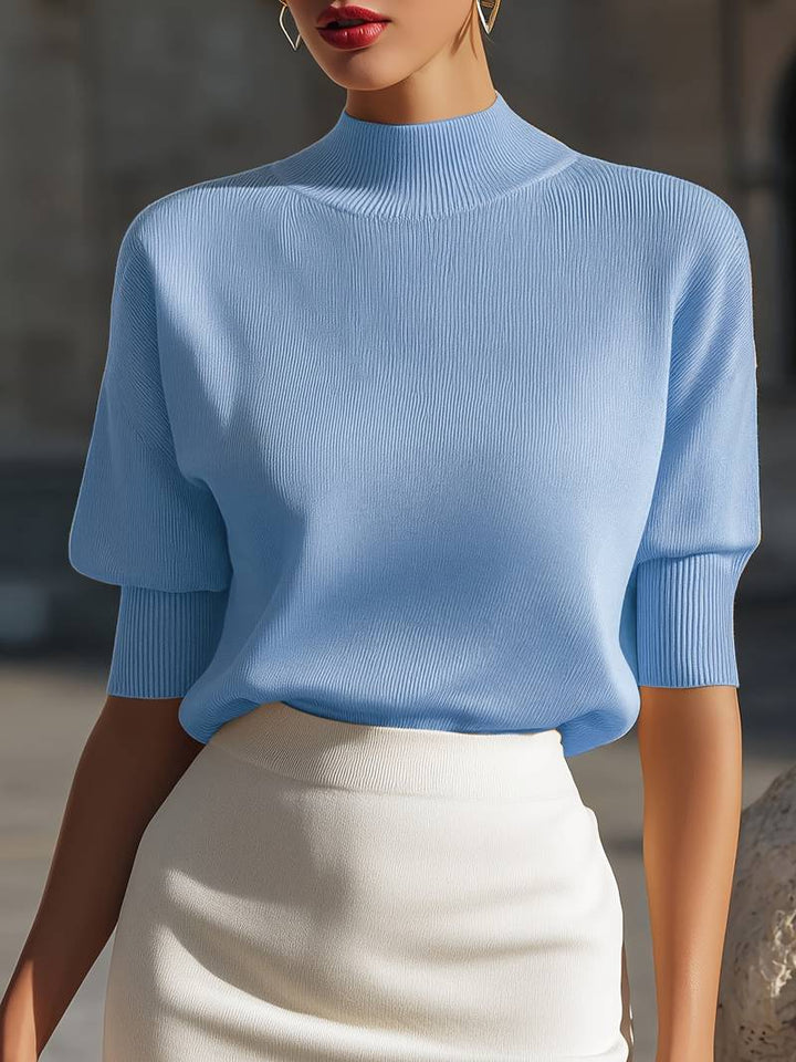 Jenni - Maglia a Maniche Corte Con Collo Alto a Costine