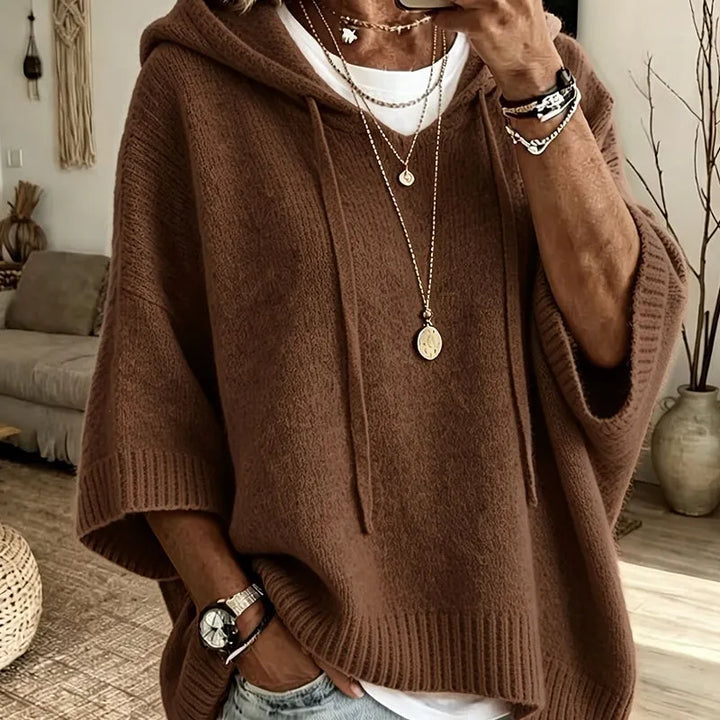 Kinala - Felpa con cappuccio oversize in maglia con cordoncino