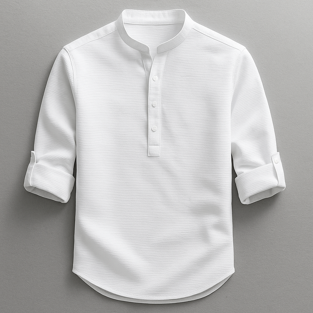 Antero - Camicia a Maniche Lunghe Con Collo Henley