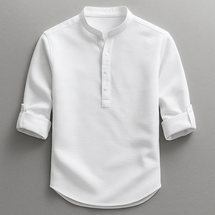 Antero - Camicia a Maniche Lunghe Con Collo Henley