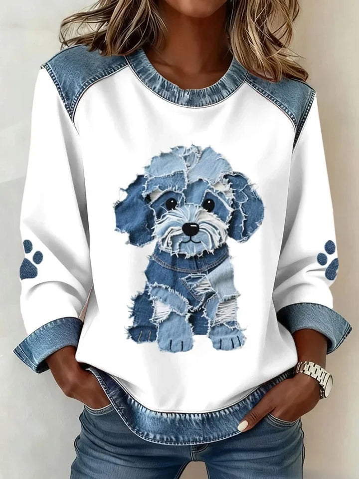 Lilah - Felpa Con Stampa Bassotto e Patchwork