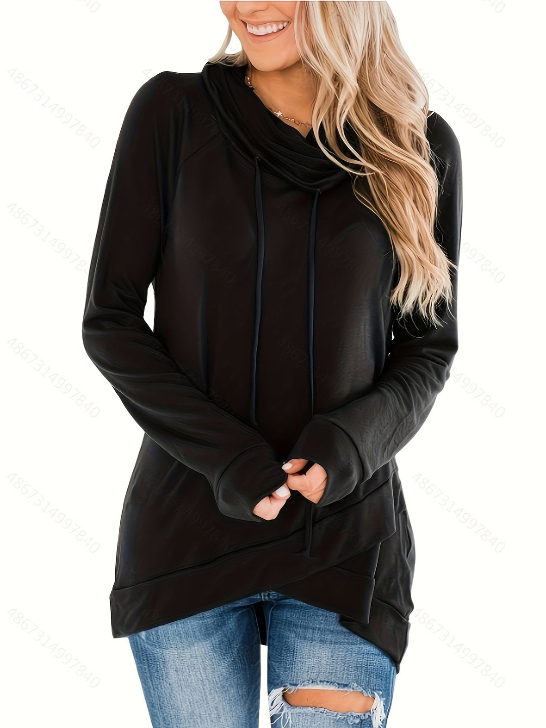 Tansholpan - Maglione a Collo Alto Con Maniche Lunghe E Cappuccio
