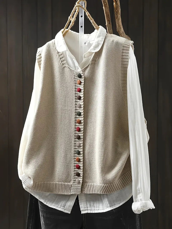 Toriana -  Gilet Lavorato a Maglia Senza Maniche