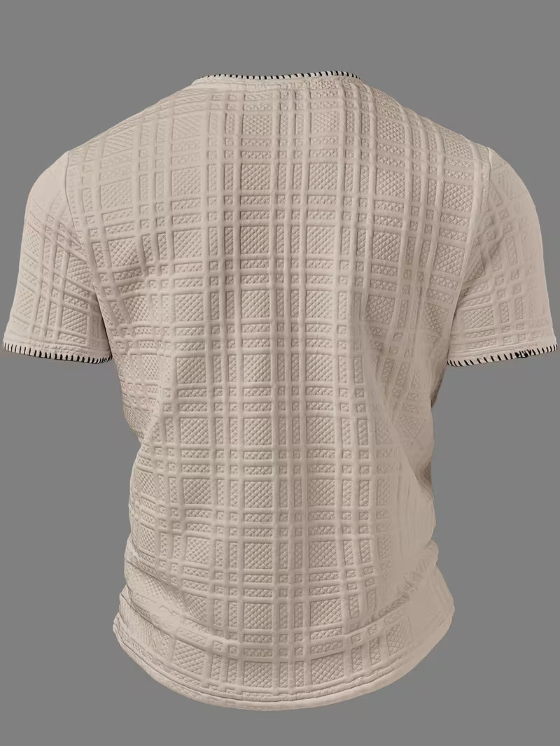 Layton - Maglietta Henley a Maniche Corte Con Effetto Testurizzato