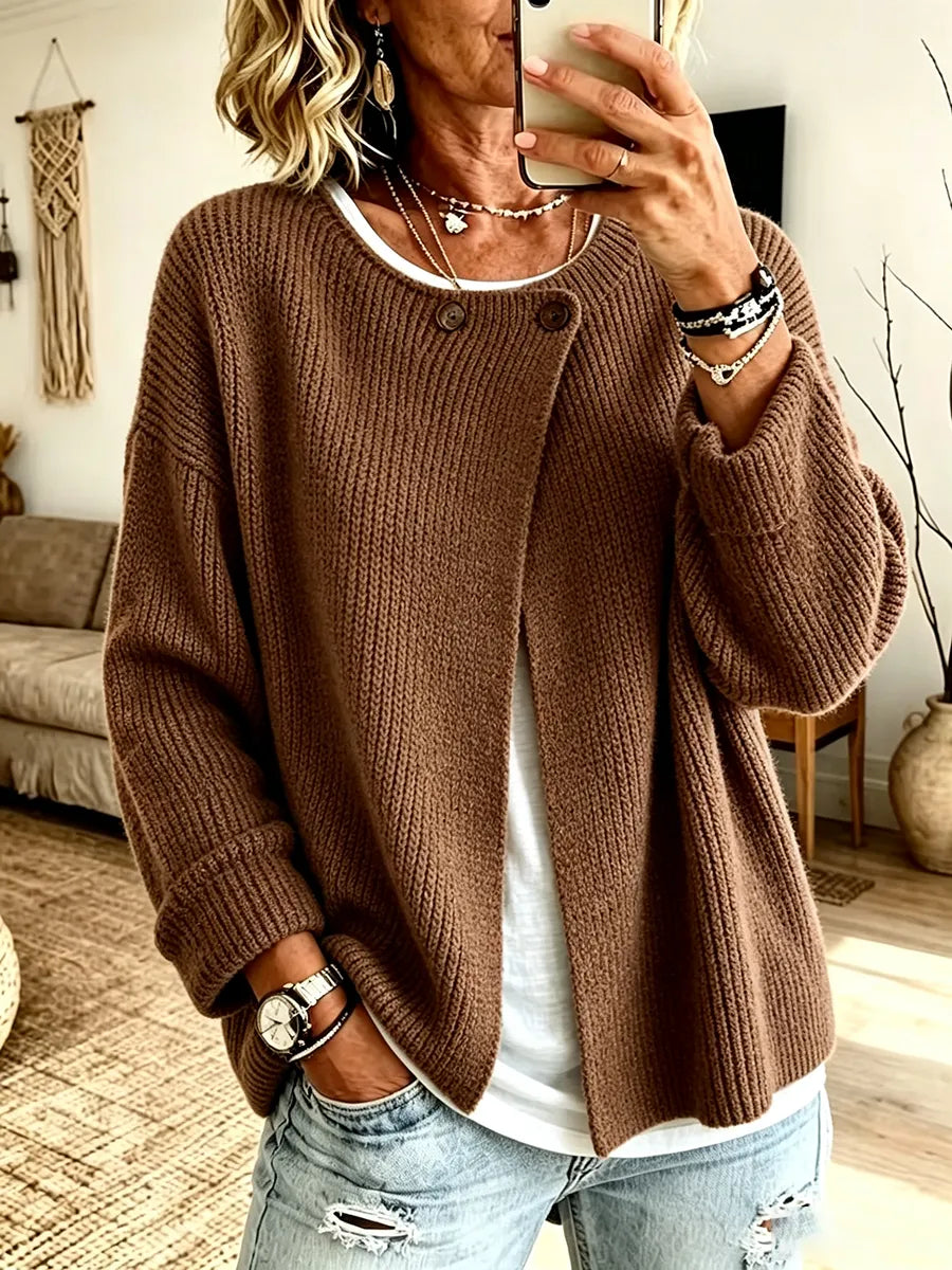 Peninah - Cardigan in Maglia a Coste Con Taglio Asimmetrico