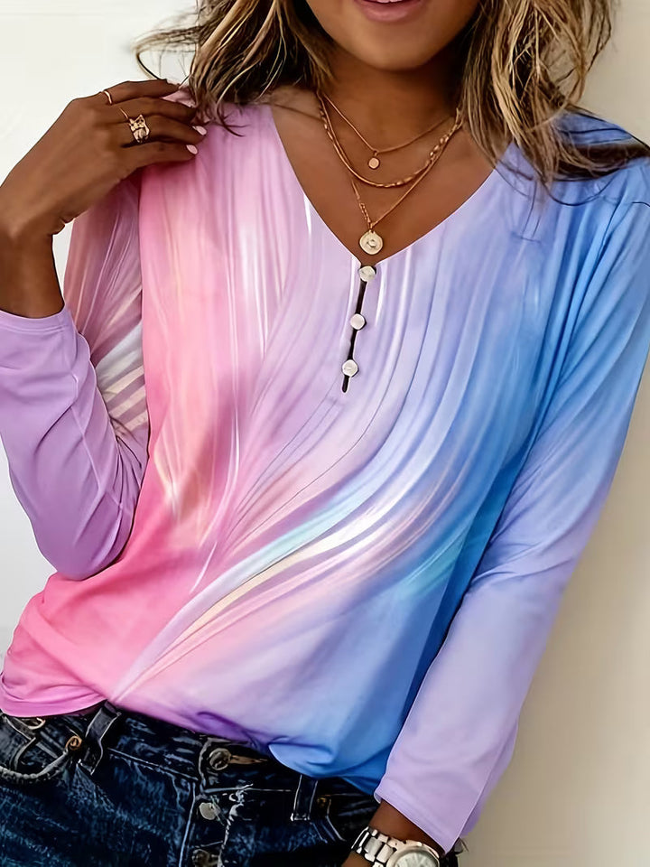 Filona - Top Con Scollo a V E Effetto Tie-dye Sfumato