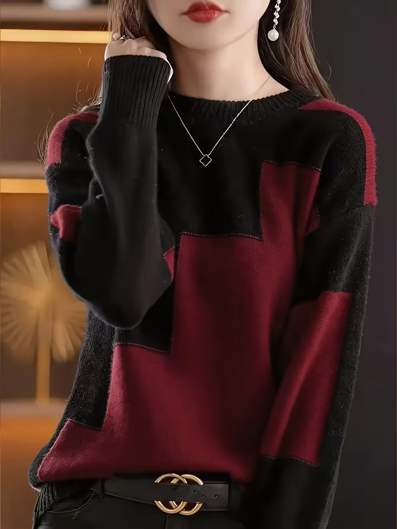 Marvelle - Maglione a Maniche Lunghe Con Collo Rotondo E Blocchi Di Colore