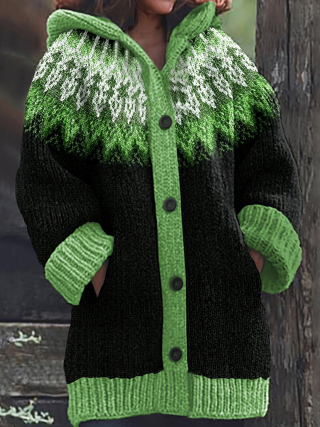 Gulnur - Elegante Maglione Invernale a Maniche Lunghe Con Cappuccio