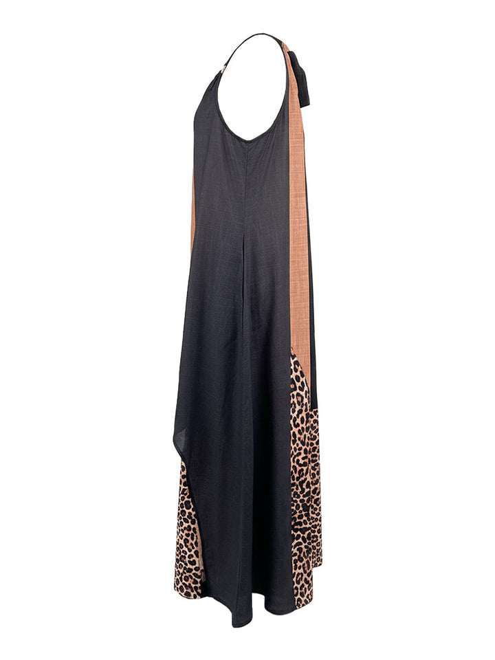 Terina - Abito Lungo Con Inserti Leopardati