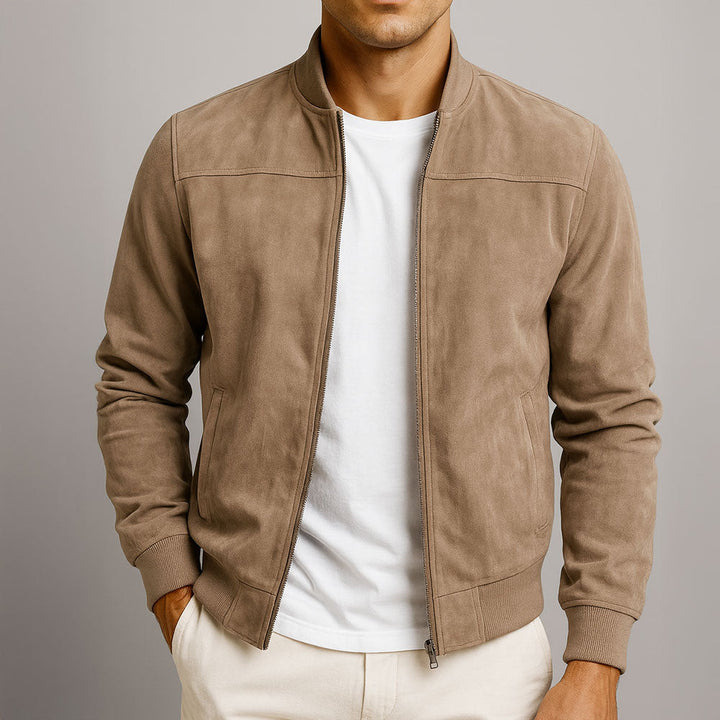 Laamin - Giacca Bomber Classica in Pelle Scamosciata