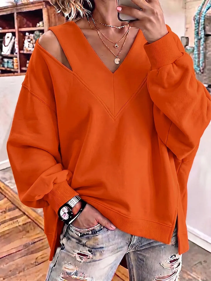 Kirstan - Felpa Oversize Chic Con Scollo a V e Cut Out