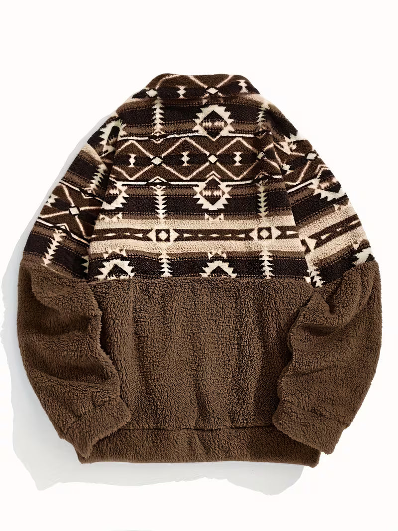 Limina - Felpa Teddy Con Motivo Geometrico E Mezza Zip