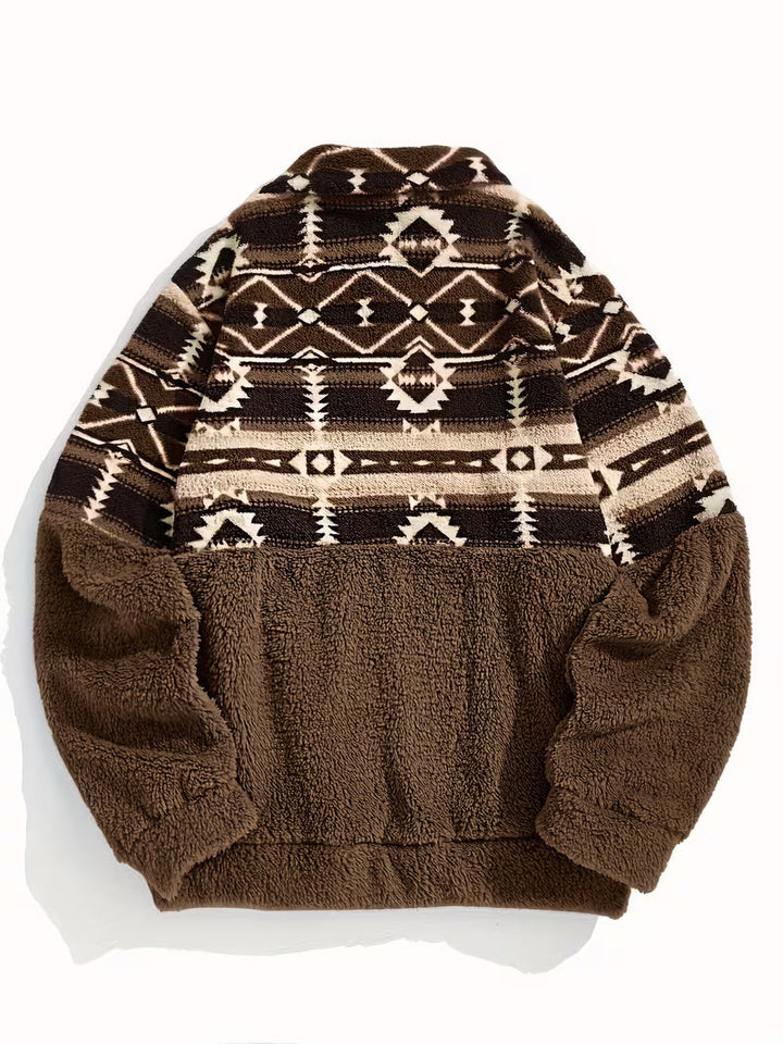 Limina - Felpa Teddy Con Motivo Geometrico E Mezza Zip