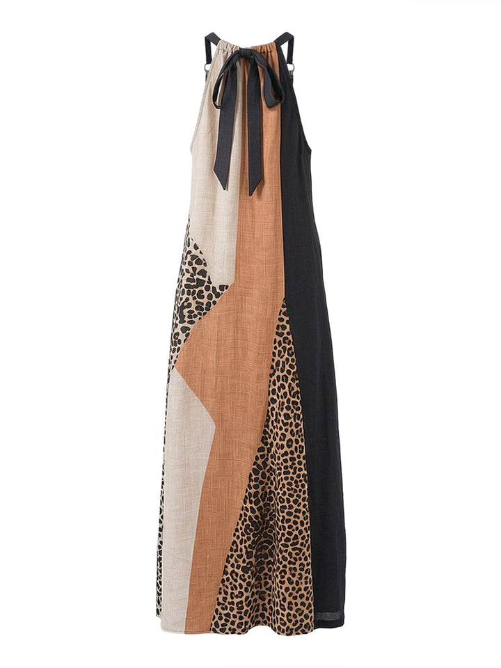 Terina - Abito Lungo Con Inserti Leopardati