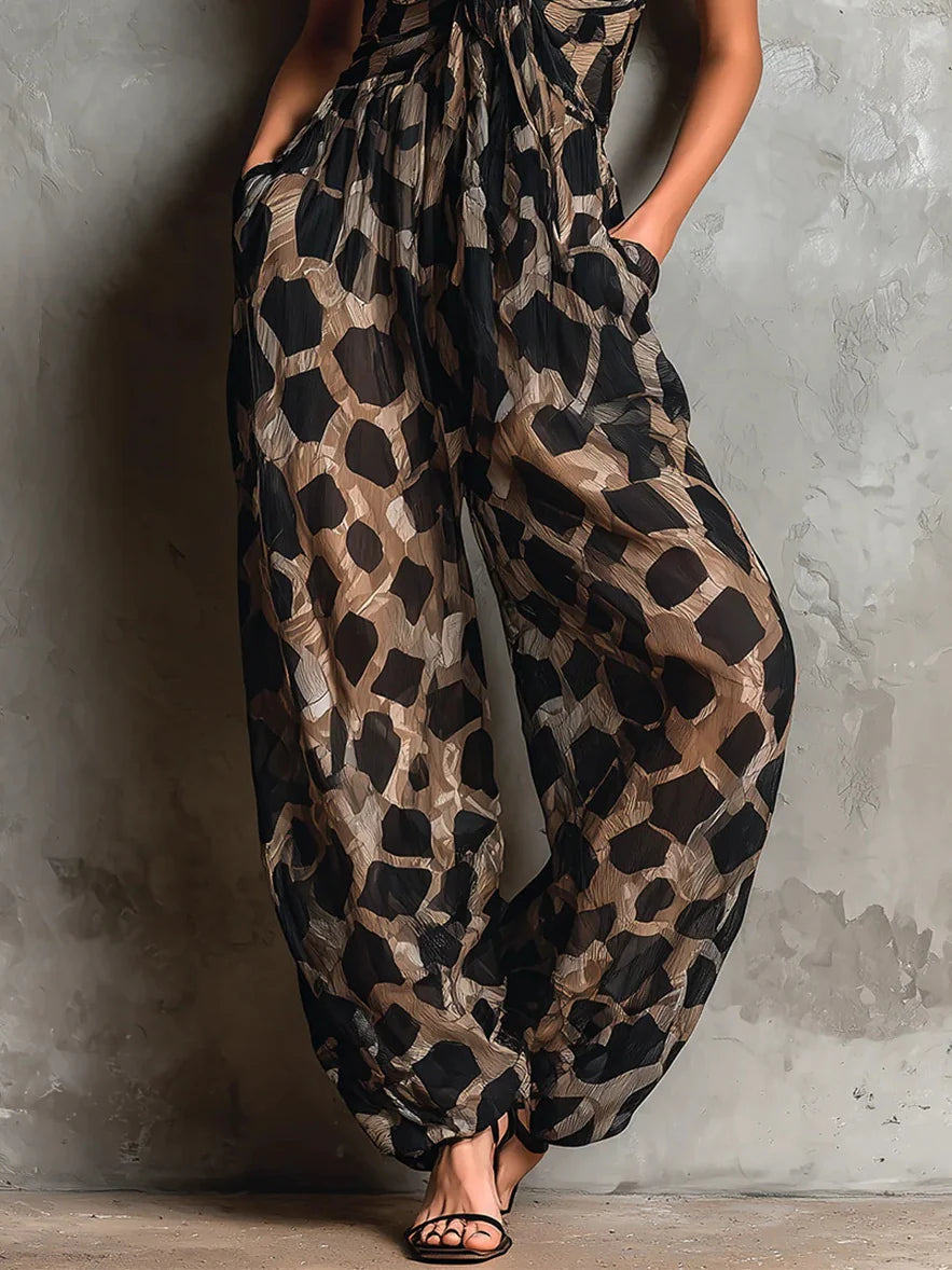 Apophia - Jumpsuit Mit Tiermuster Und Neckholder Ausschnitt