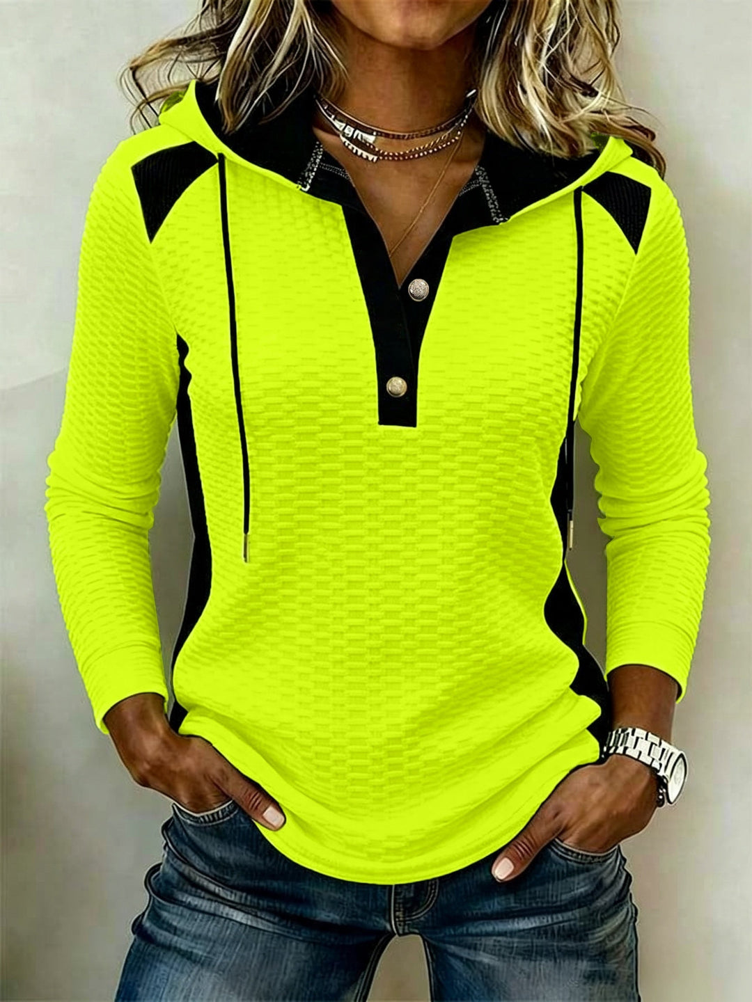 Karine - Felpa Casual a Maniche Lunghe Con Cappuccio