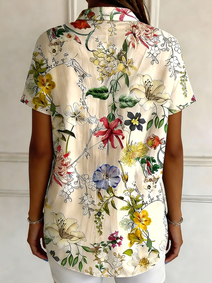 Nabilah - Top Casual a Maniche Corte Con Stampa Floreale