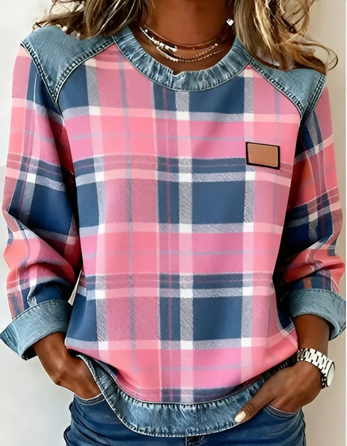 Zimilie - Top a Quadri Alla Moda