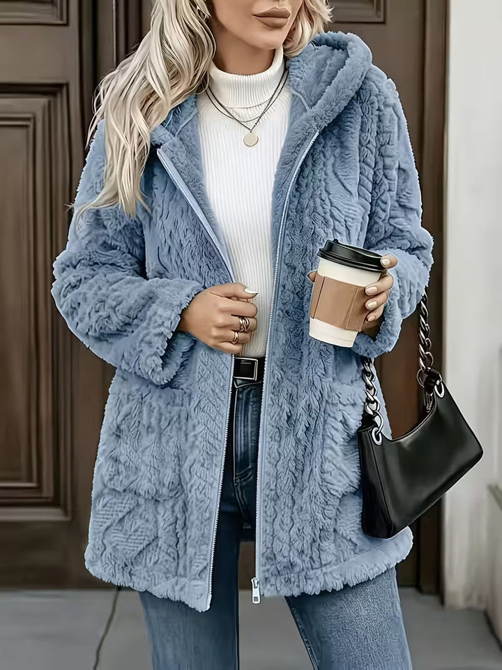 Elima - Cardigan Con Cappuccio, Fodera in Peluche Su Entrambi I Lati E Chiusura Con Cerniera