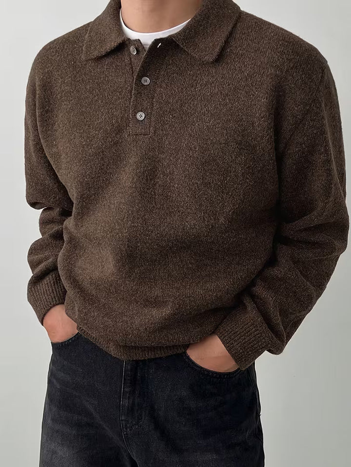 Yusif - Maglione in Maglia a Maniche Lunghe Con Bottoni