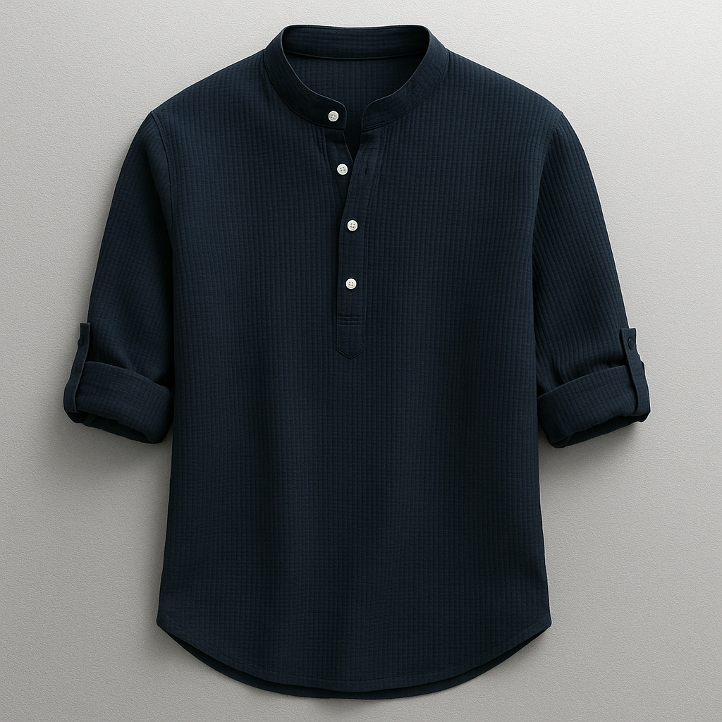 Antero - Camicia a Maniche Lunghe Con Collo Henley