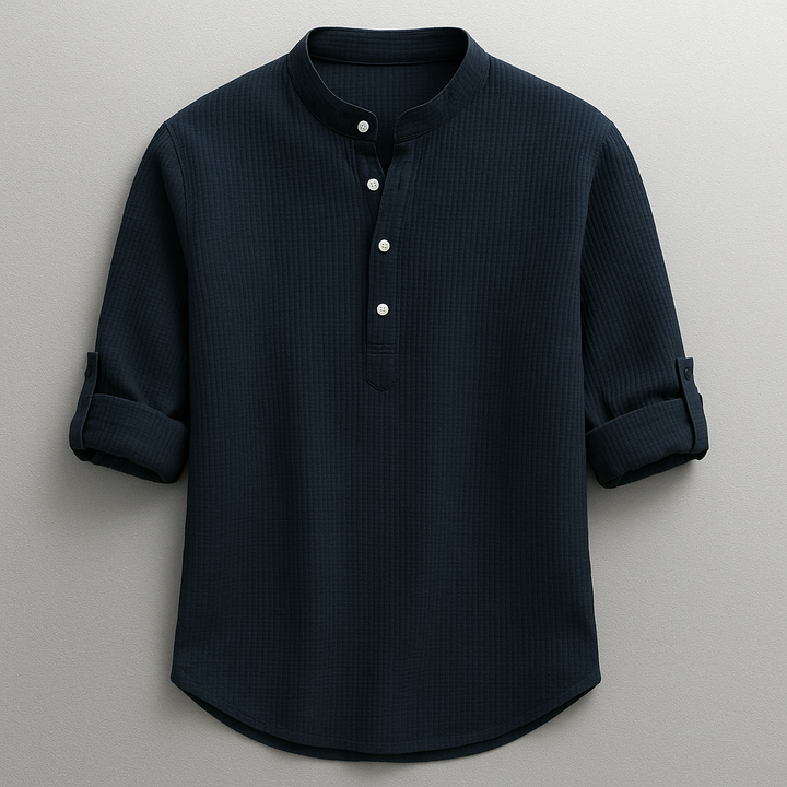 Antero - Camicia a Maniche Lunghe Con Collo Henley