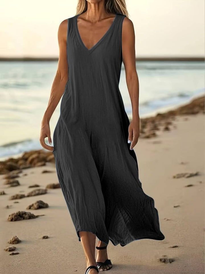 Brina - Elegante Abito Lungo Senza Maniche Con Scollo a V