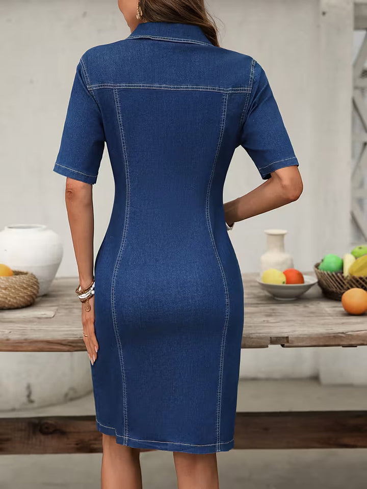 Serila - Abito Vintage in Denim Con Cerniera Frontale