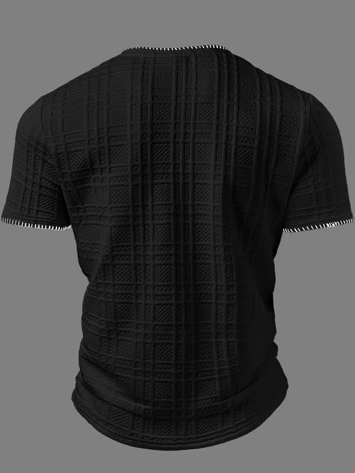 Layton - Maglietta Henley a Maniche Corte Con Effetto Testurizzato