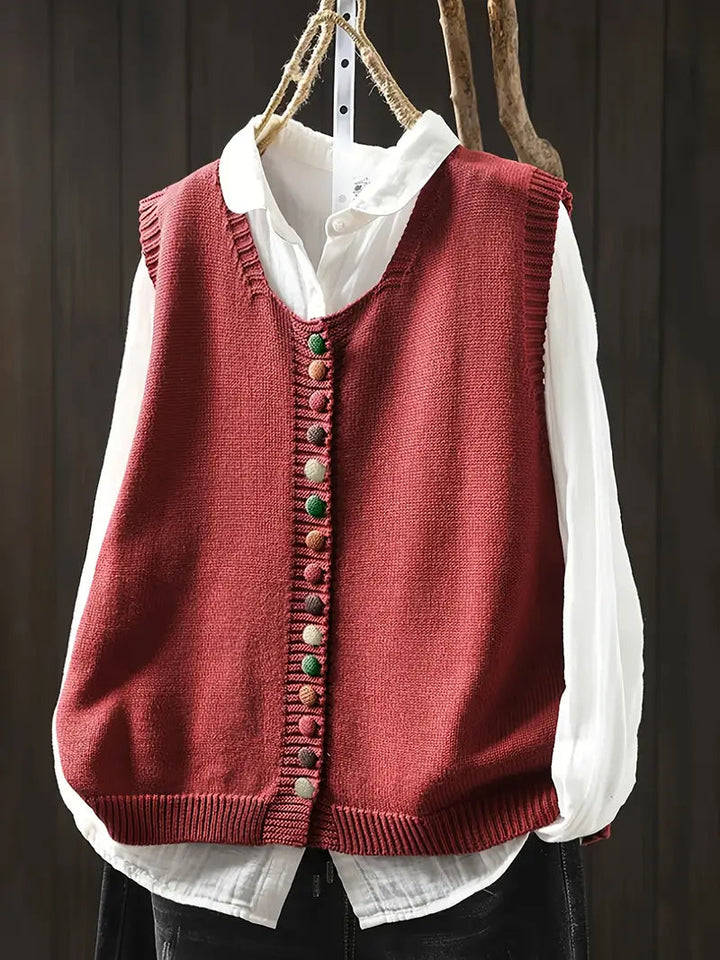 Toriana -  Gilet Lavorato a Maglia Senza Maniche