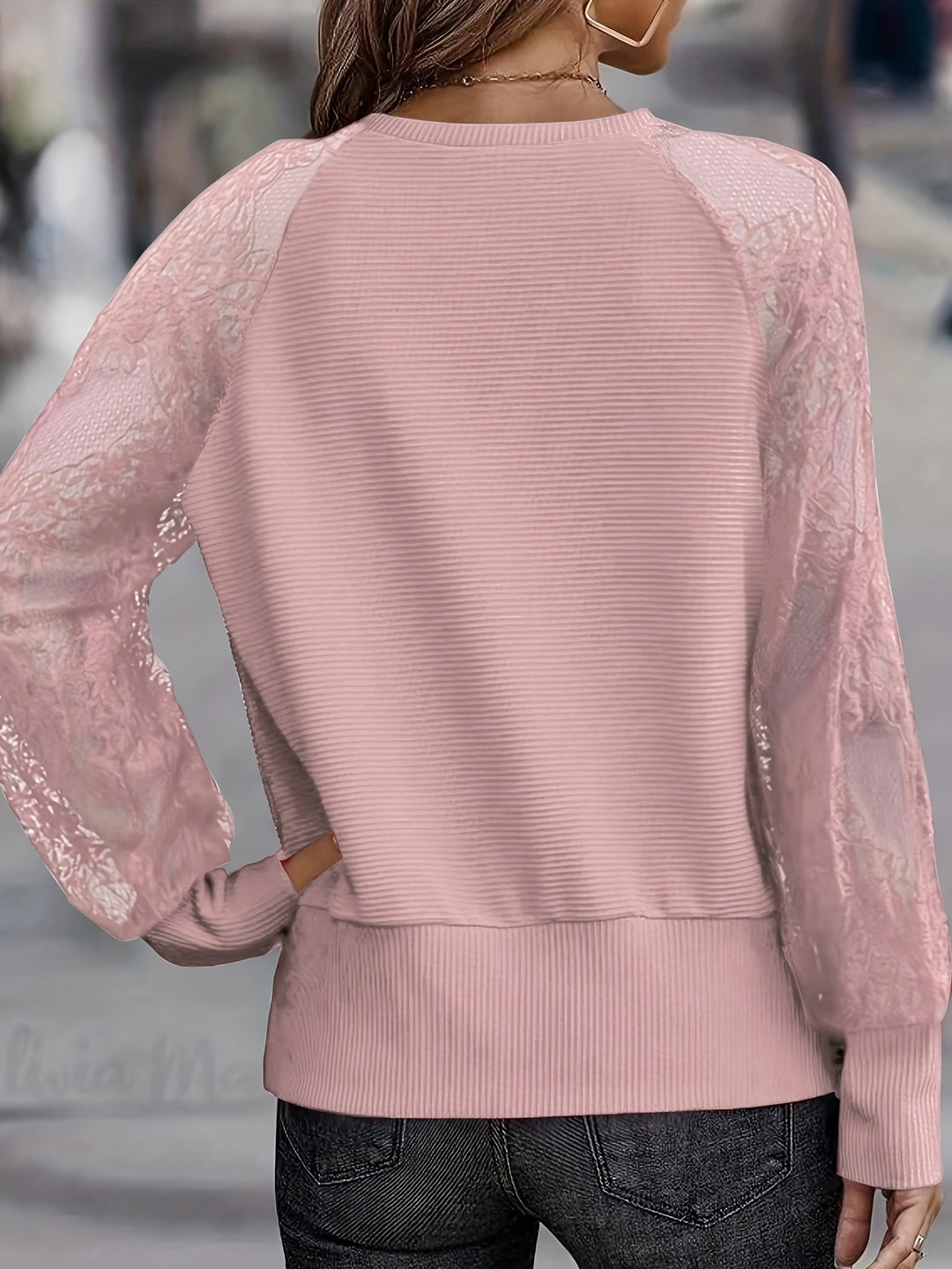 Brunelle - Top Casual Ampio in Pizzo Con Scollo a V