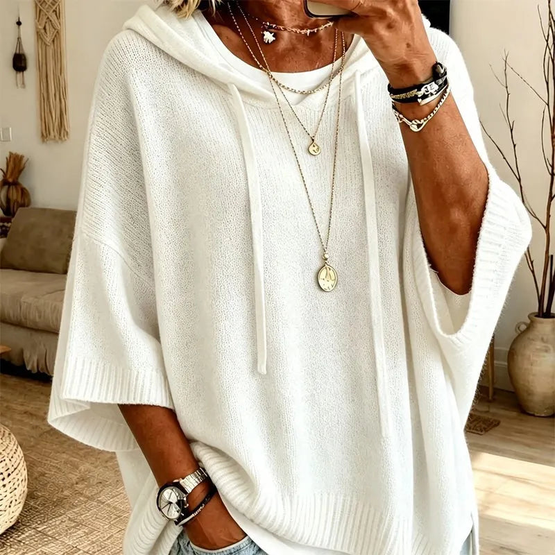 Kinala - Felpa con cappuccio oversize in maglia con cordoncino