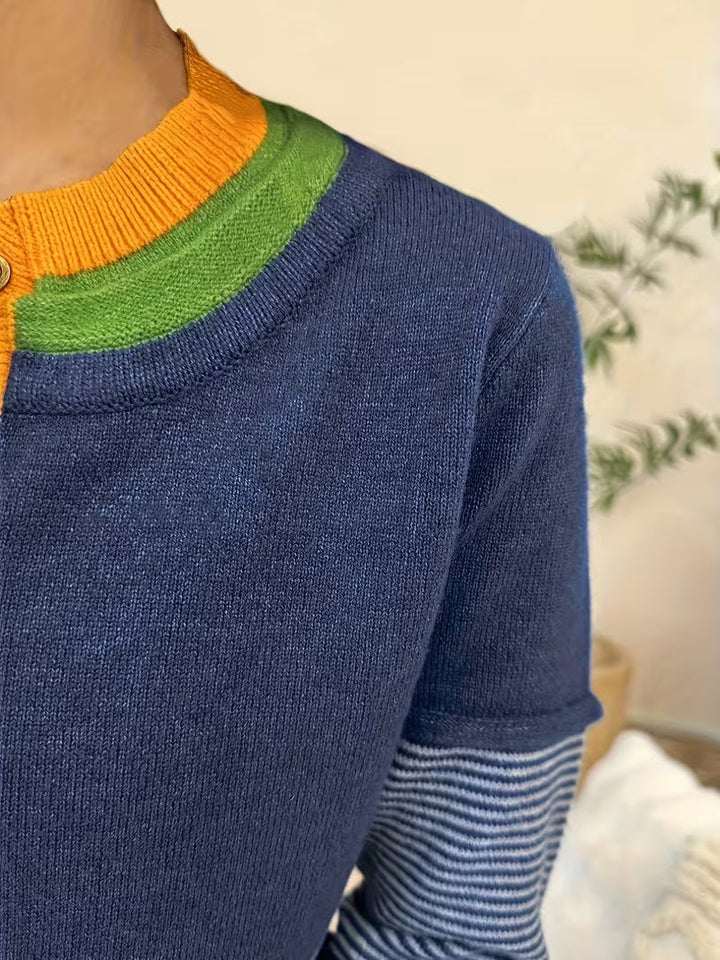 Lokina - Maglione Lavorato a Maglia a Righe Color Block