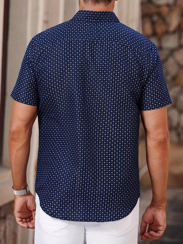 Orvian - Camicia a Maniche Corte Con Stampa Geometrica E Bottoni