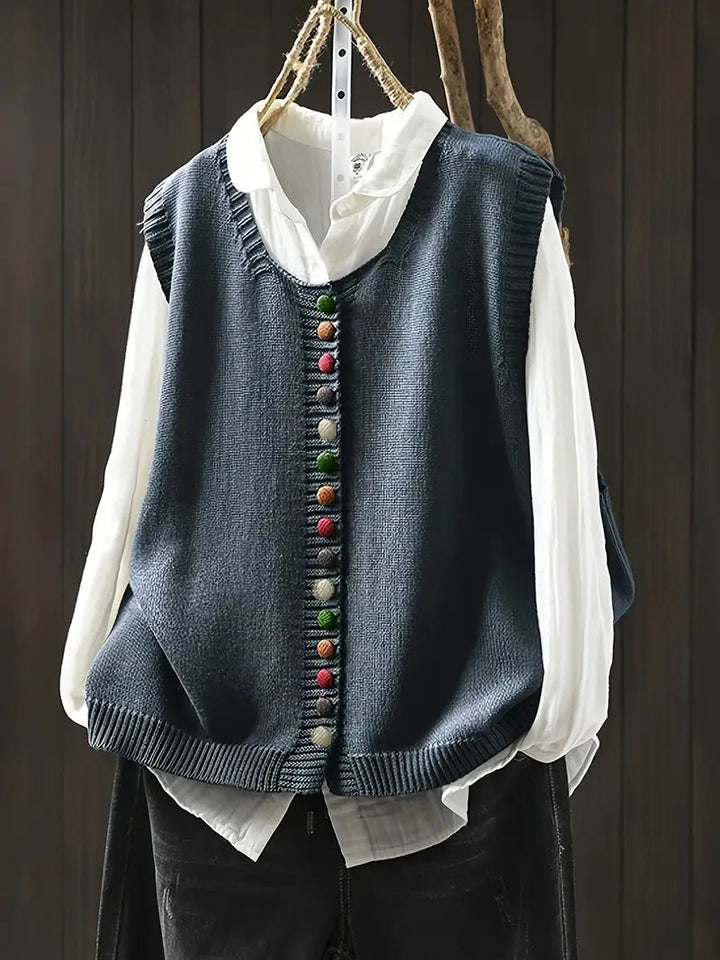 Toriana -  Gilet Lavorato a Maglia Senza Maniche