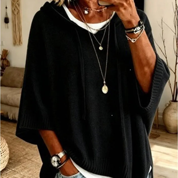 Kinala - Felpa con cappuccio oversize in maglia con cordoncino