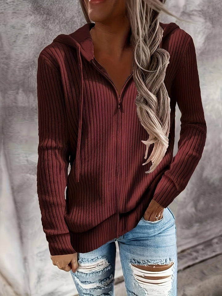 Bibigul - Cardigan Con Cappuccio a Maniche Lunghe Vestibilità Ampia E Lavorazione a Costine