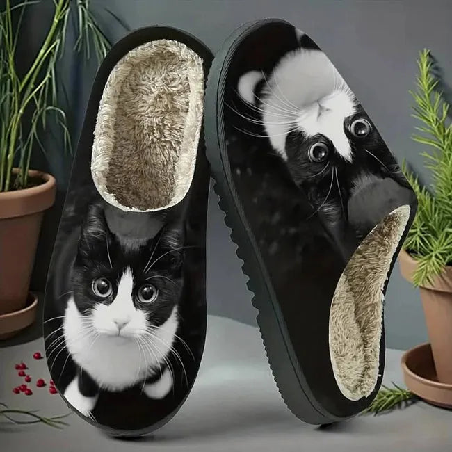 Miane - Eleganti Pantofole Con Stampa a Gatti